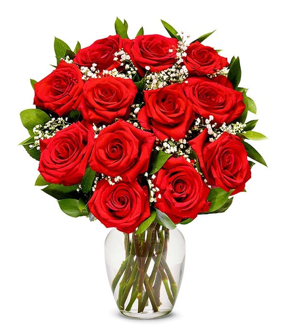 Langstielige Rote Rosen Bouquet (6830720417988)
